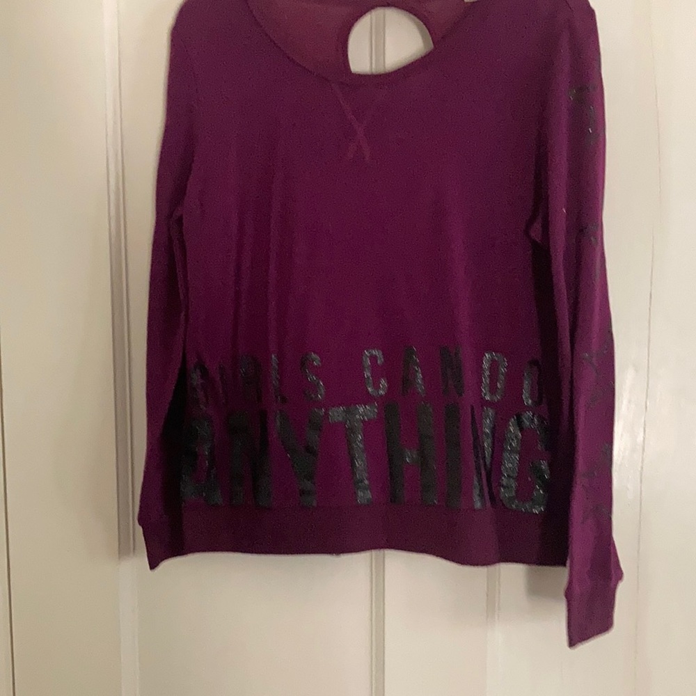 Purple long sleeve shirt.